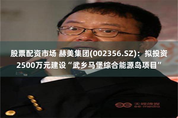 股票配资市场 赫美集团(002356.SZ)：拟投资2500万元建设“武乡马堡综合能源岛项目”