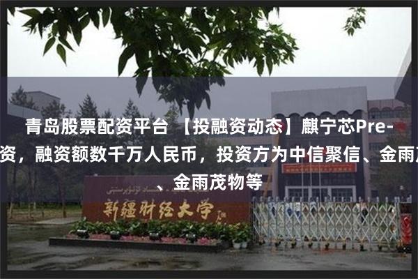 青岛股票配资平台 【投融资动态】麒宁芯Pre-A轮融资，融资额数千万人民币，投资方为中信聚信、金雨茂物等