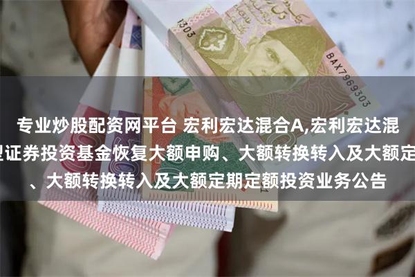 专业炒股配资网平台 宏利宏达混合A,宏利宏达混合B: 宏利宏达混合型证券投资基金恢复大额申购、大额转换转入及大额定期定额投资业务公告
